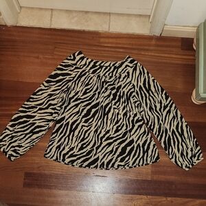 Ninety Black and Cream Zebra Print Blouse